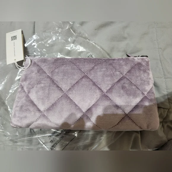 Tory Burch Willa Zip Quilted Handbag Lilac Gunmetal NWT - Picture 6 of 16